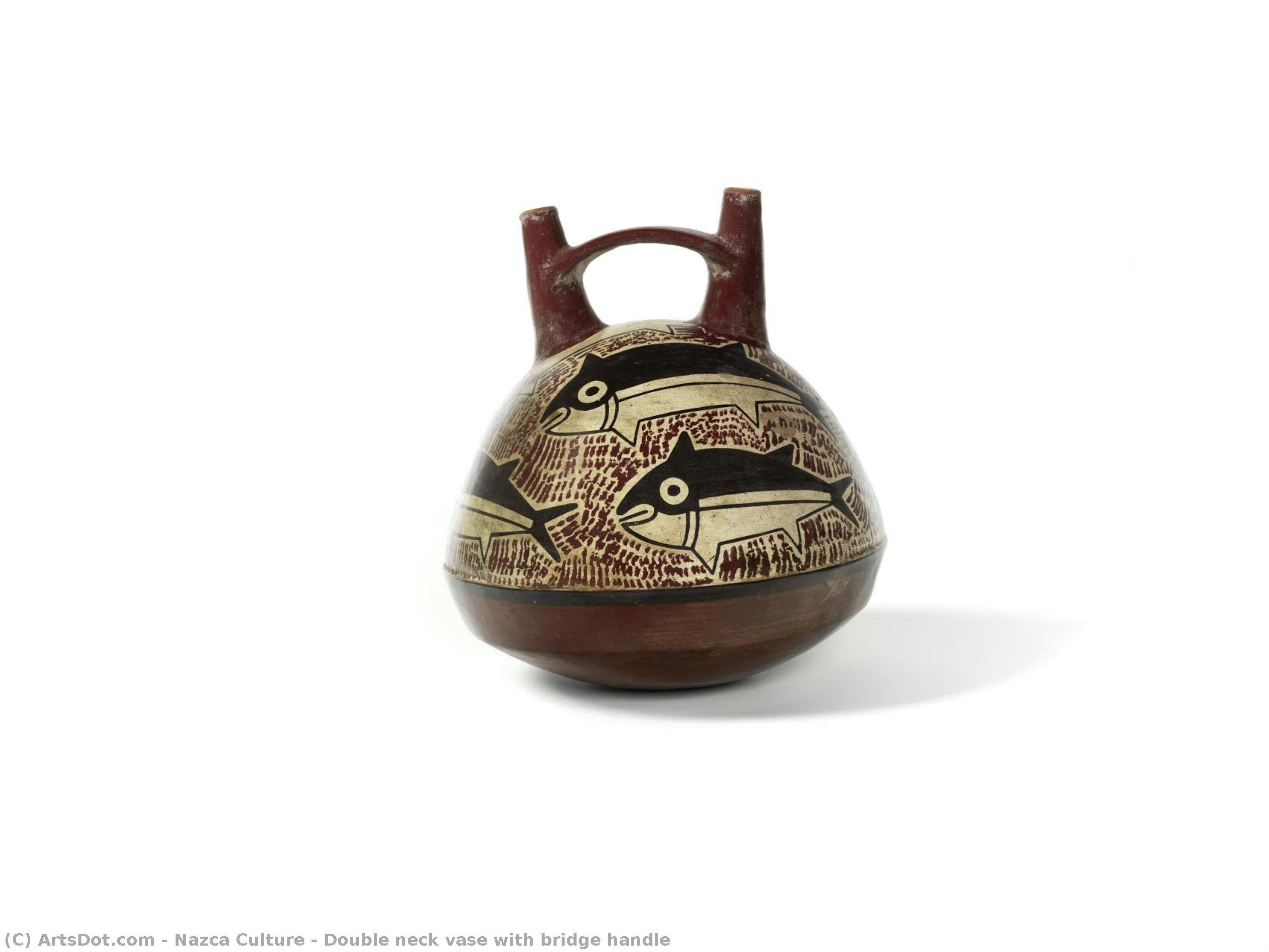 Double Neck Vase With Bridge Handle — Nazca Culture