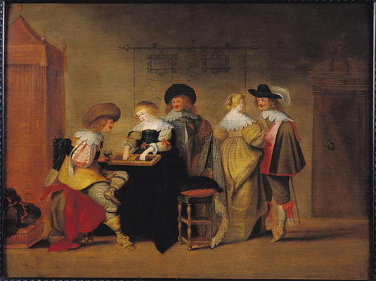 Backgammon Players (oil On Panel) — Christoffel Jacobsz Van Der Laemen