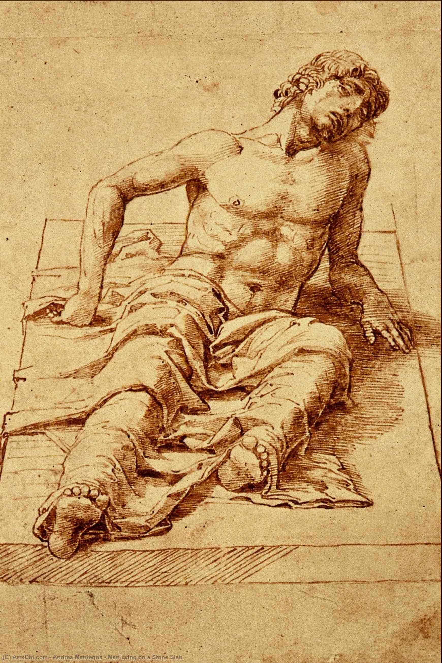 Man Lying On A Stone Slab — Andrea Mantegna