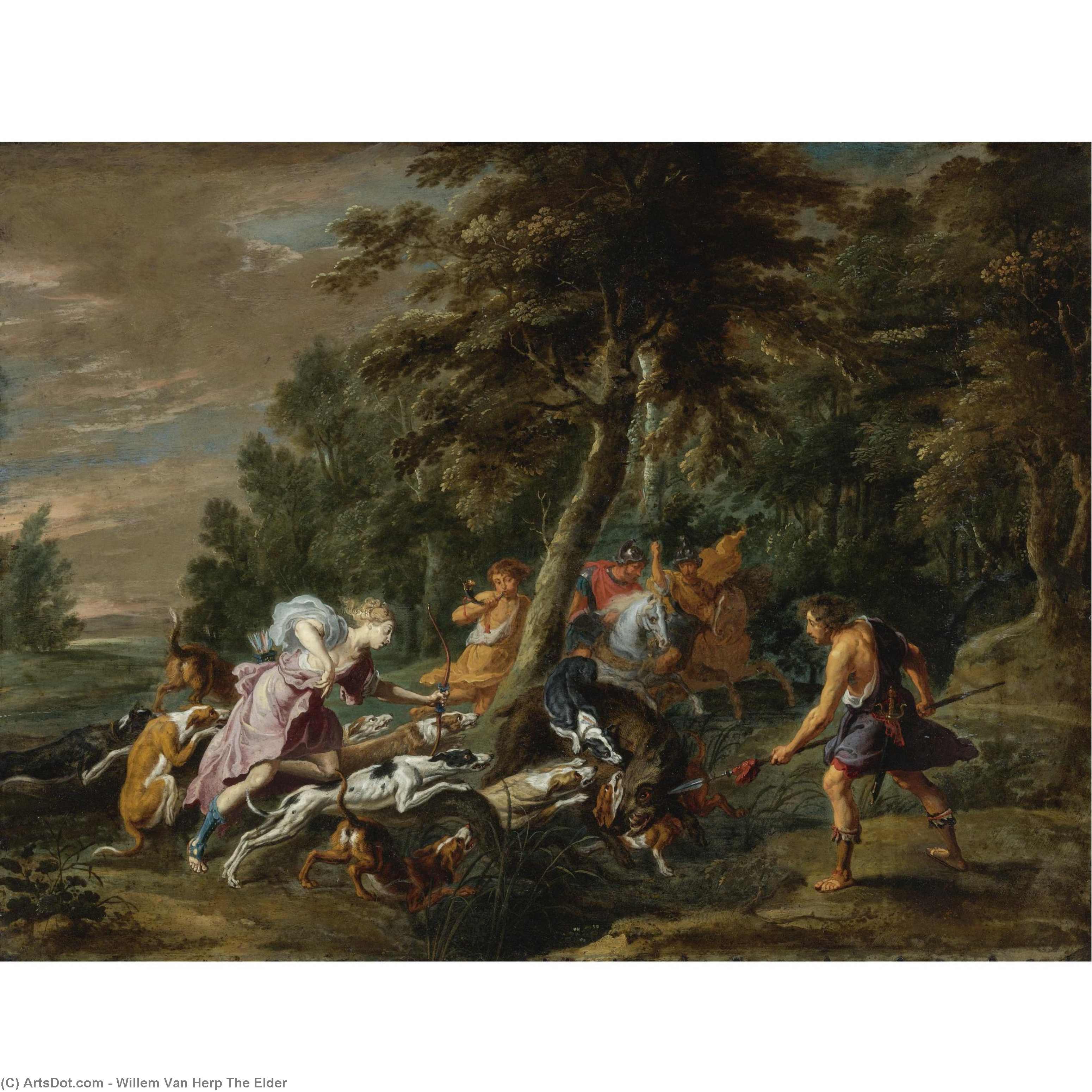 Calydonian Boar Hunt — Willem Van Herp The Elder