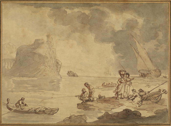 Imaginary Coast Scene, With Figures — Thomas Rowlandson