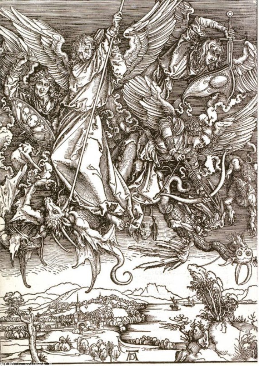 St. Michael And The Dragon, From A Latin Edition — Albrecht Dürer
