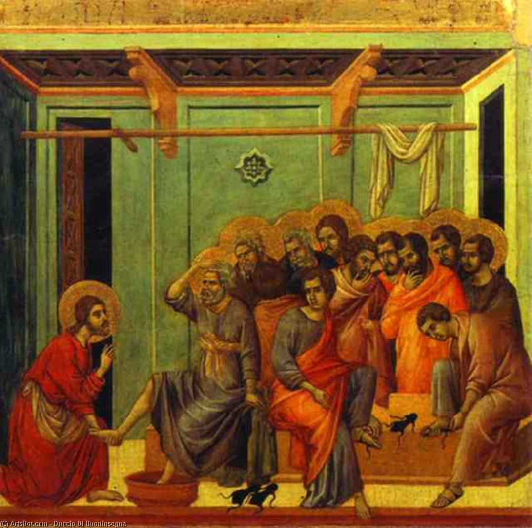 Maestó (back, Central Panel), The Washing Of Fee — Duccio Di Buoninsegna