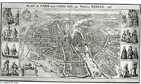 Birds Eye Plan Of Paris — Matthäus The Elder Merian
