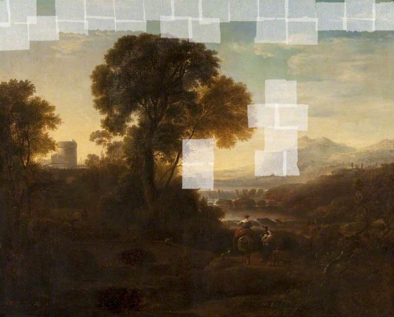 River Landscape With A Castle And Figures — Herman Van Swanevelt