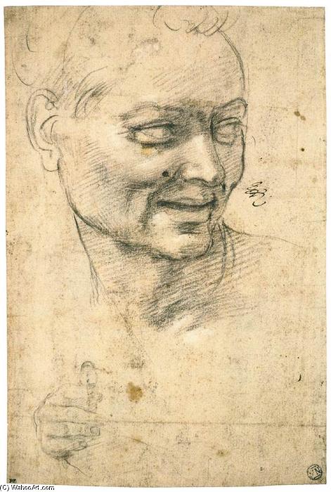 Head Study Of A Smiling Youth (recto) — Michelangelo Buonarroti