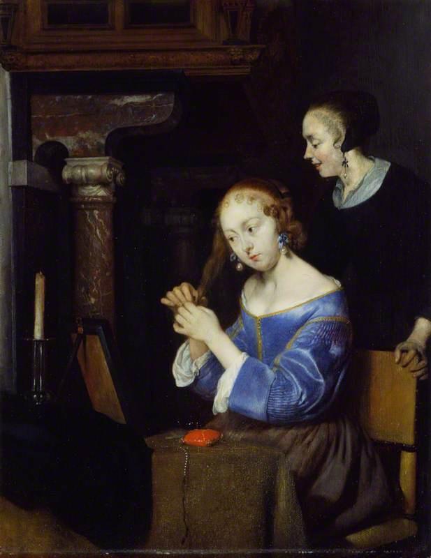 A Lady Dressing Her Hair — Gerard Ter Borch The Younger