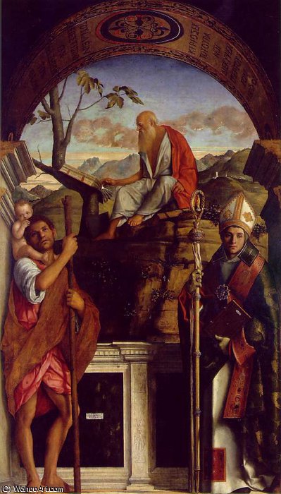 St Jerome With St Christopher And St Louis — Giovanni Bellini