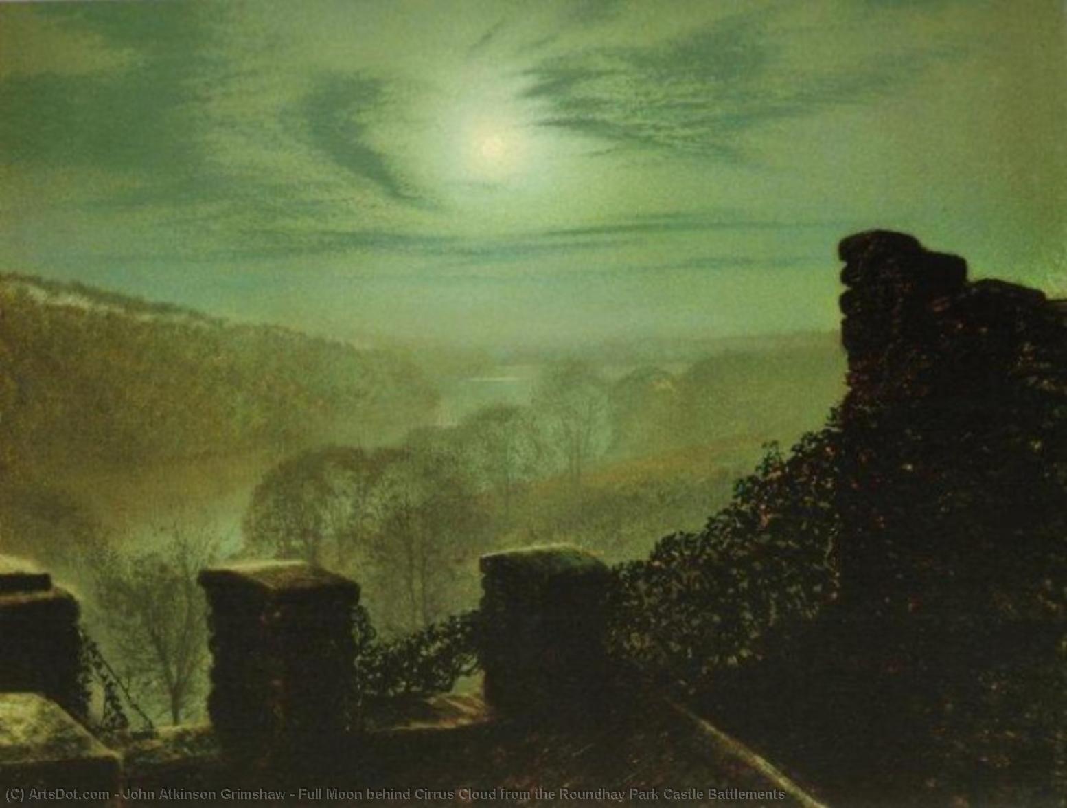 Full Moon Behind Cirrus Cloud From The Roundhay Park Castle Battlements — John Atkinson Grimshaw