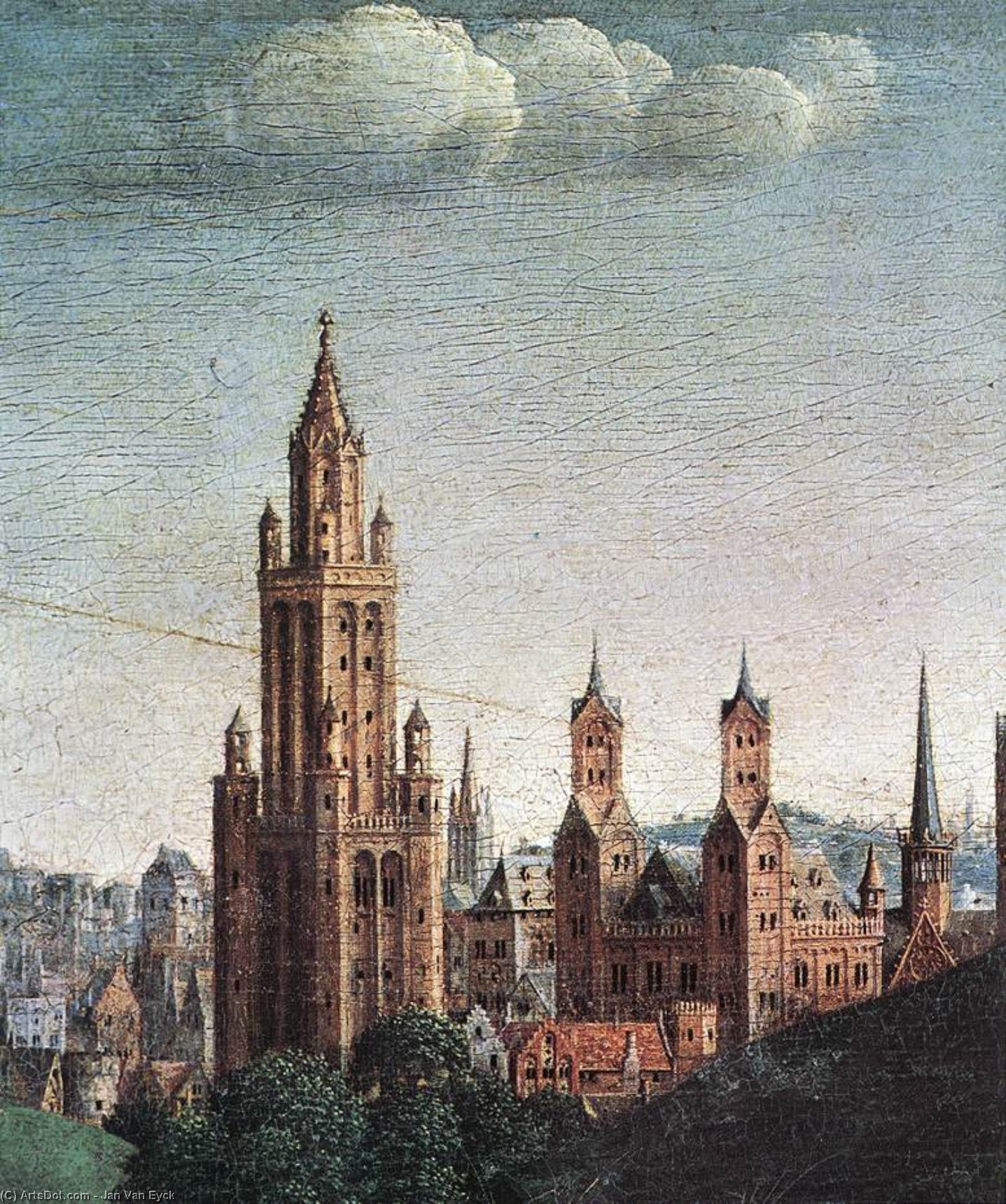 The Ghent Altarpiece Adoration Of The Lamb (detail Top Right - ) — Jan Van Eyck
