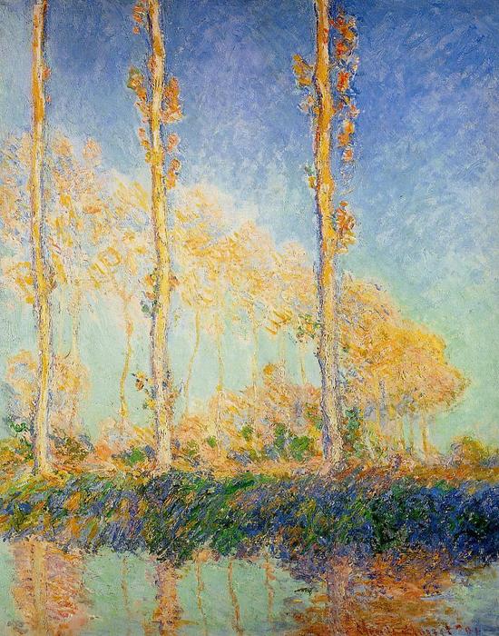 Three Poplar Trees In The Autumn — Claude Monet