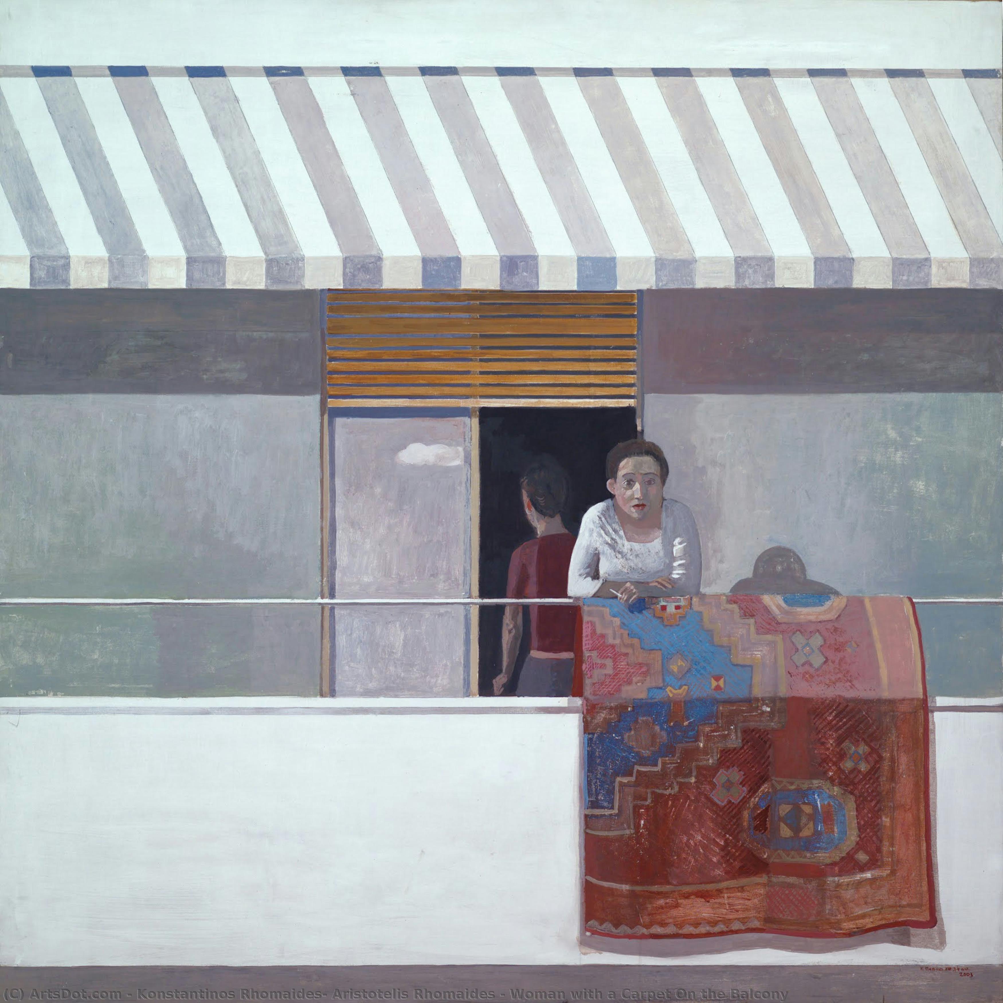 Woman With A Carpet On The Balcony — Konstantinos Rhomaides, Aristotelis Rhomaides