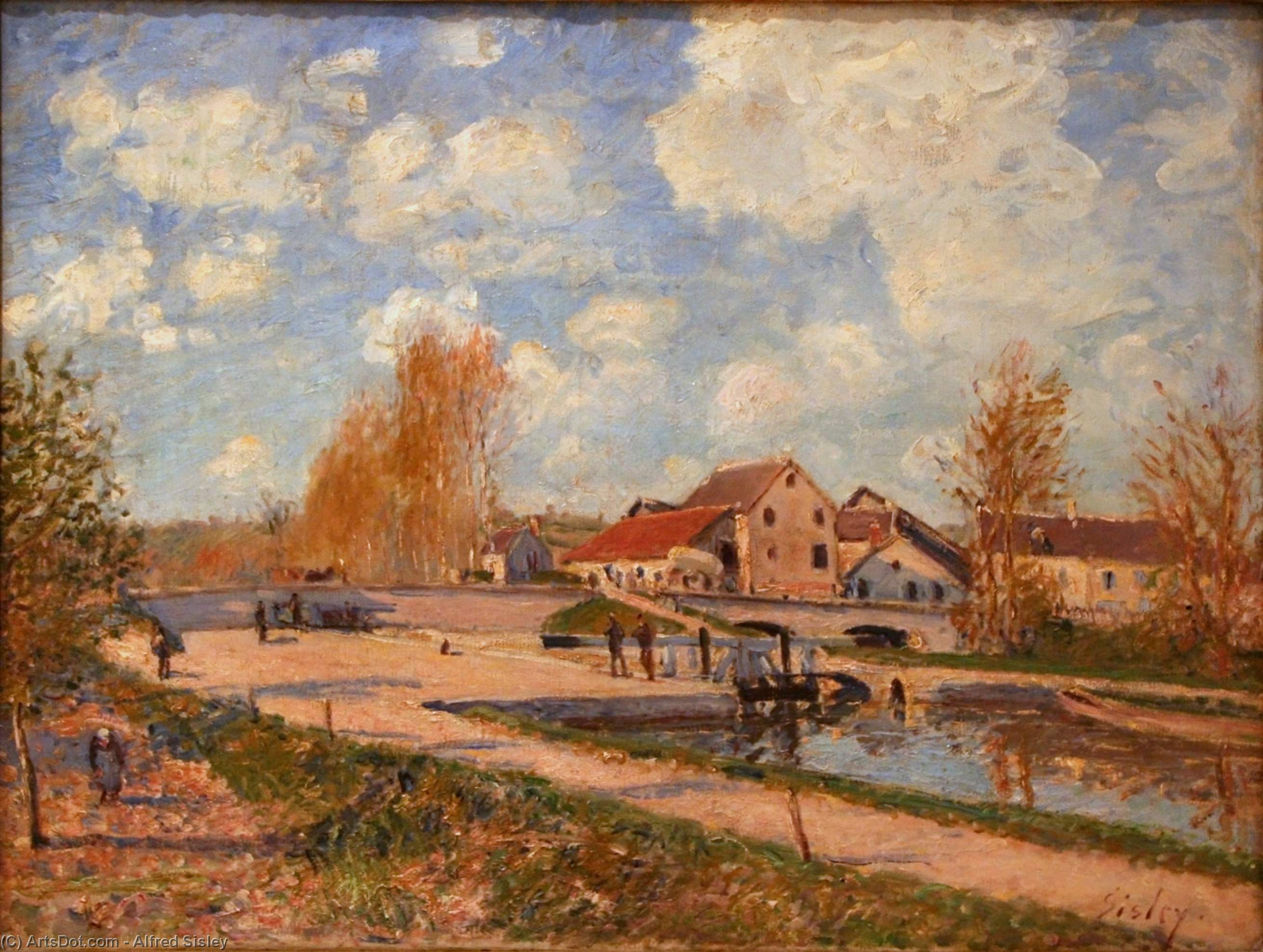The Bourgogne Lock At Moret, Spring — Alfred Sisley