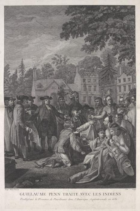 Guillaume Penn Traite Avec Les Indiens Etablissant La Province Dans L'amerique Septentrionale — Benjamin West