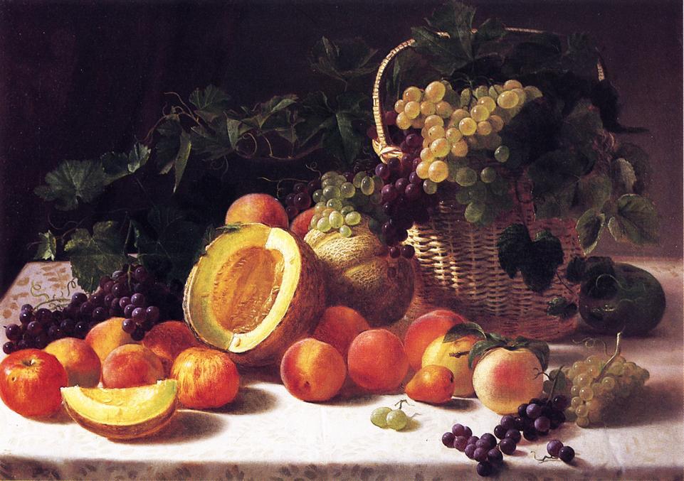 Still Life With Basket Of Grapes — George Hetzel