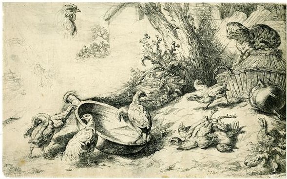 Chickens And A Cat. — Daniel Ii Schultz