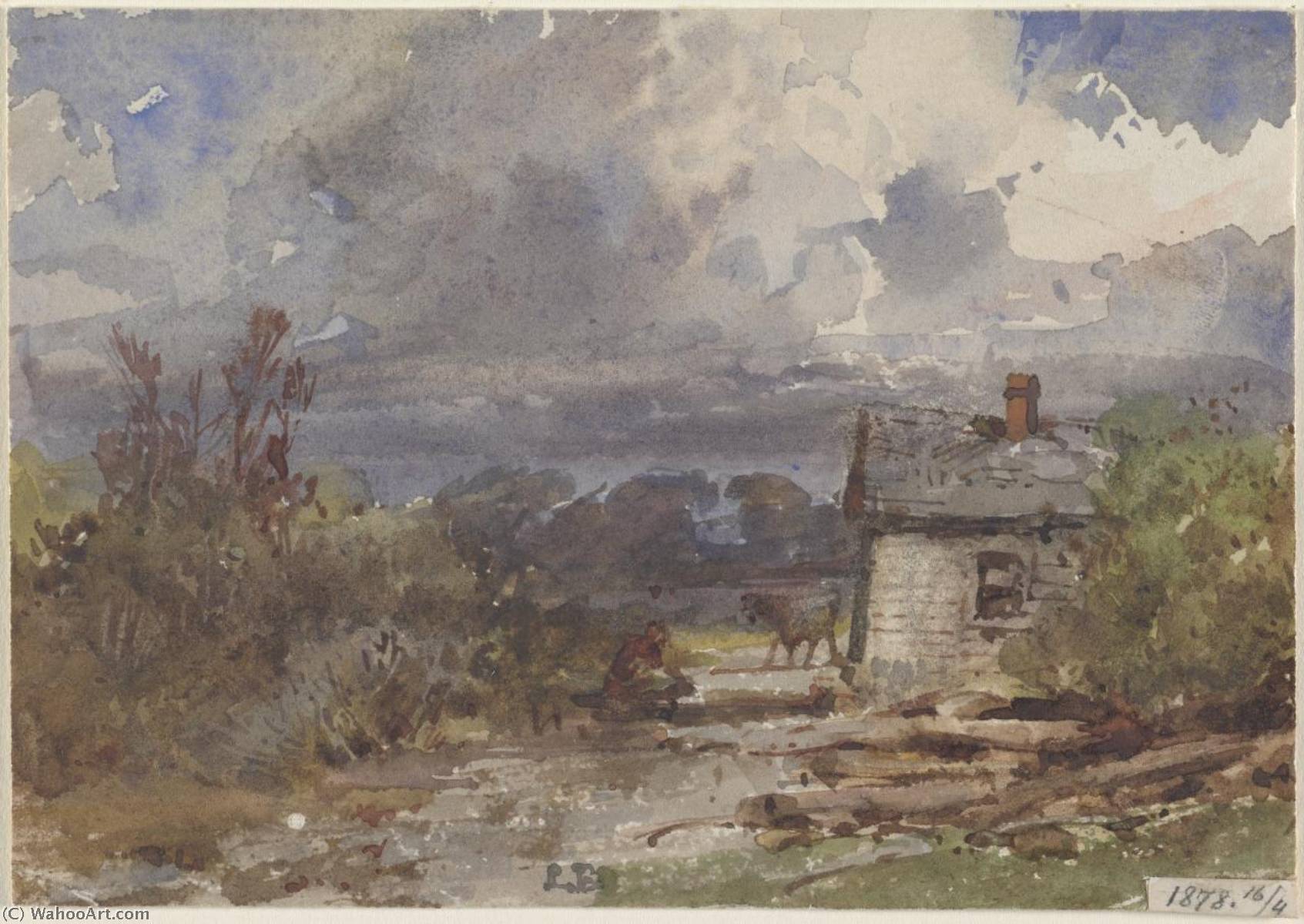 Landscape With Cottage, Figure And Cow — Abram-louis Buvelot