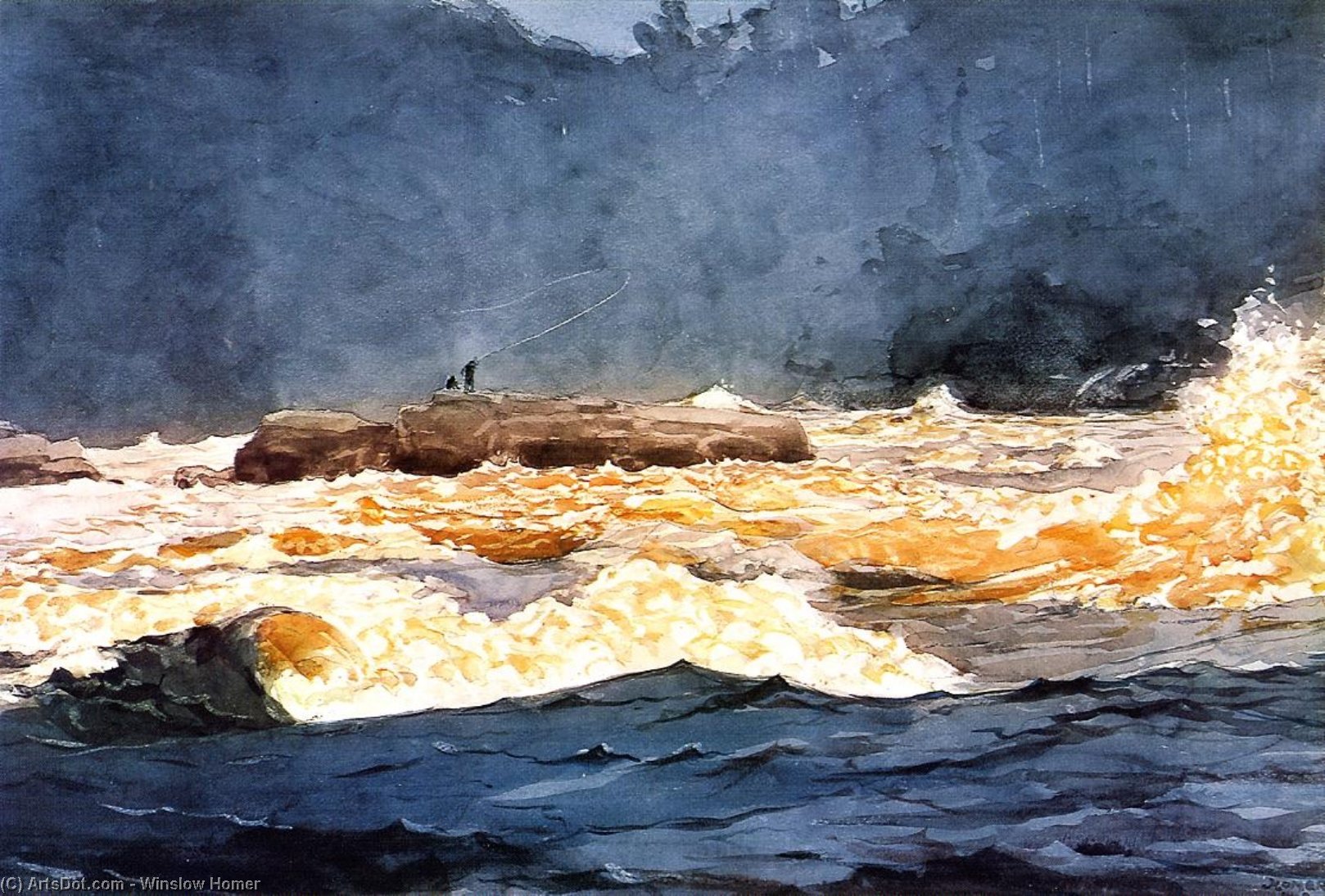 Fishing The Rapids, Saguenay — Winslow Homer