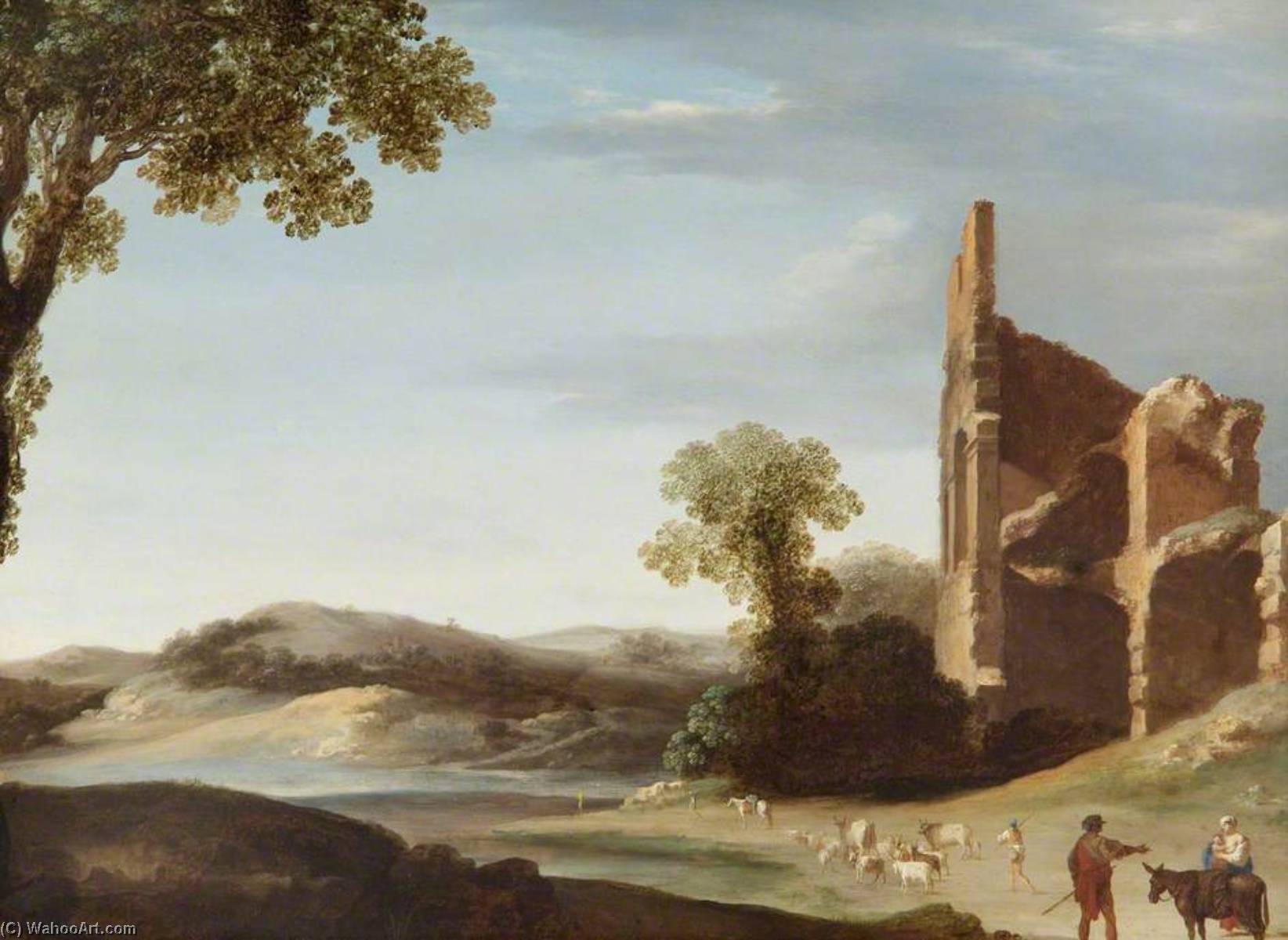 Landscape With Classical Ruins And Figures — Cornelis Van Poelenburch