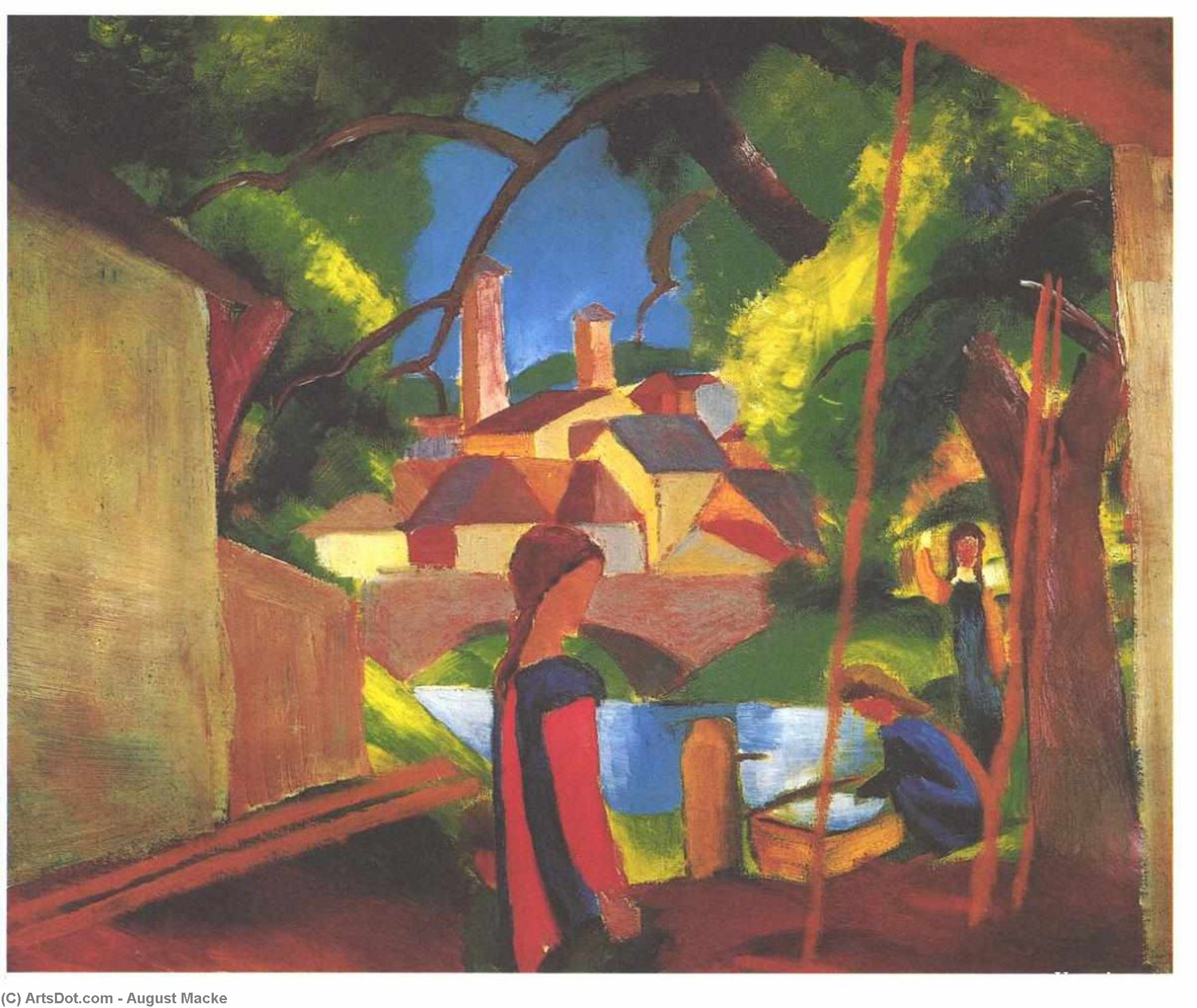 Children At The Fountain — August Macke