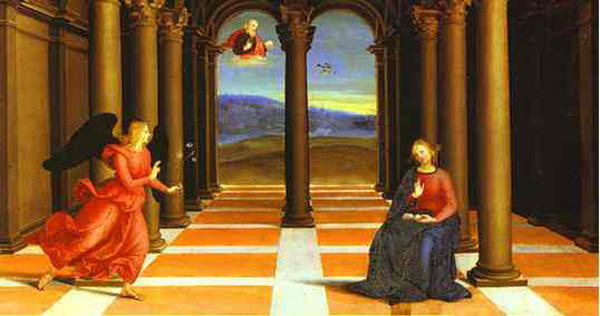 The Annunciation (from The Predella Of The Coronation Of The Virgin) — Raphael