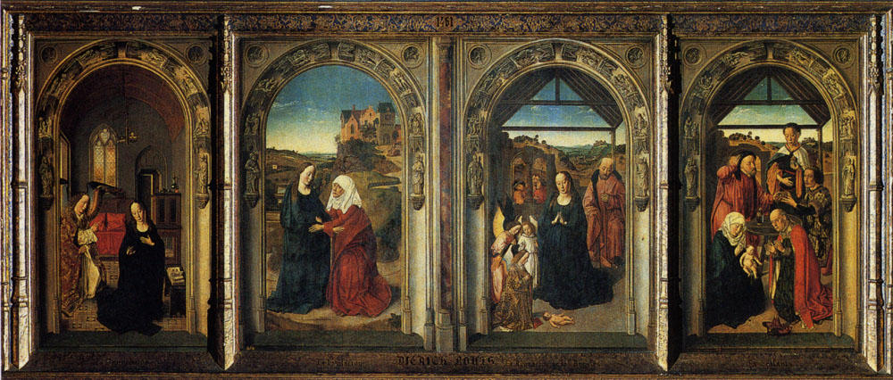 Polyptych Showing The Annunciation, The Visitation, The Adoration Of The Angels And The Adoration Of The Kings — Dierec Bouts