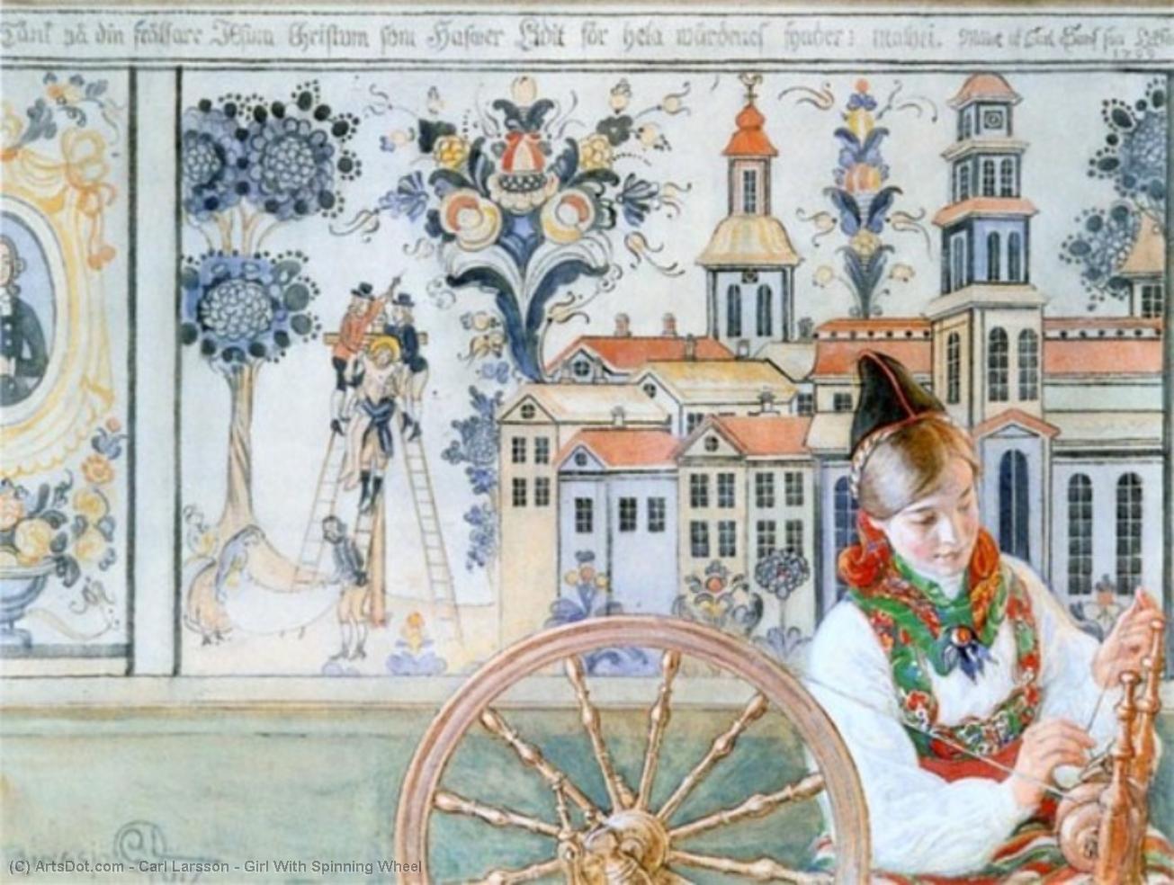 Girl With Spinning Wheel — Carl Larsson