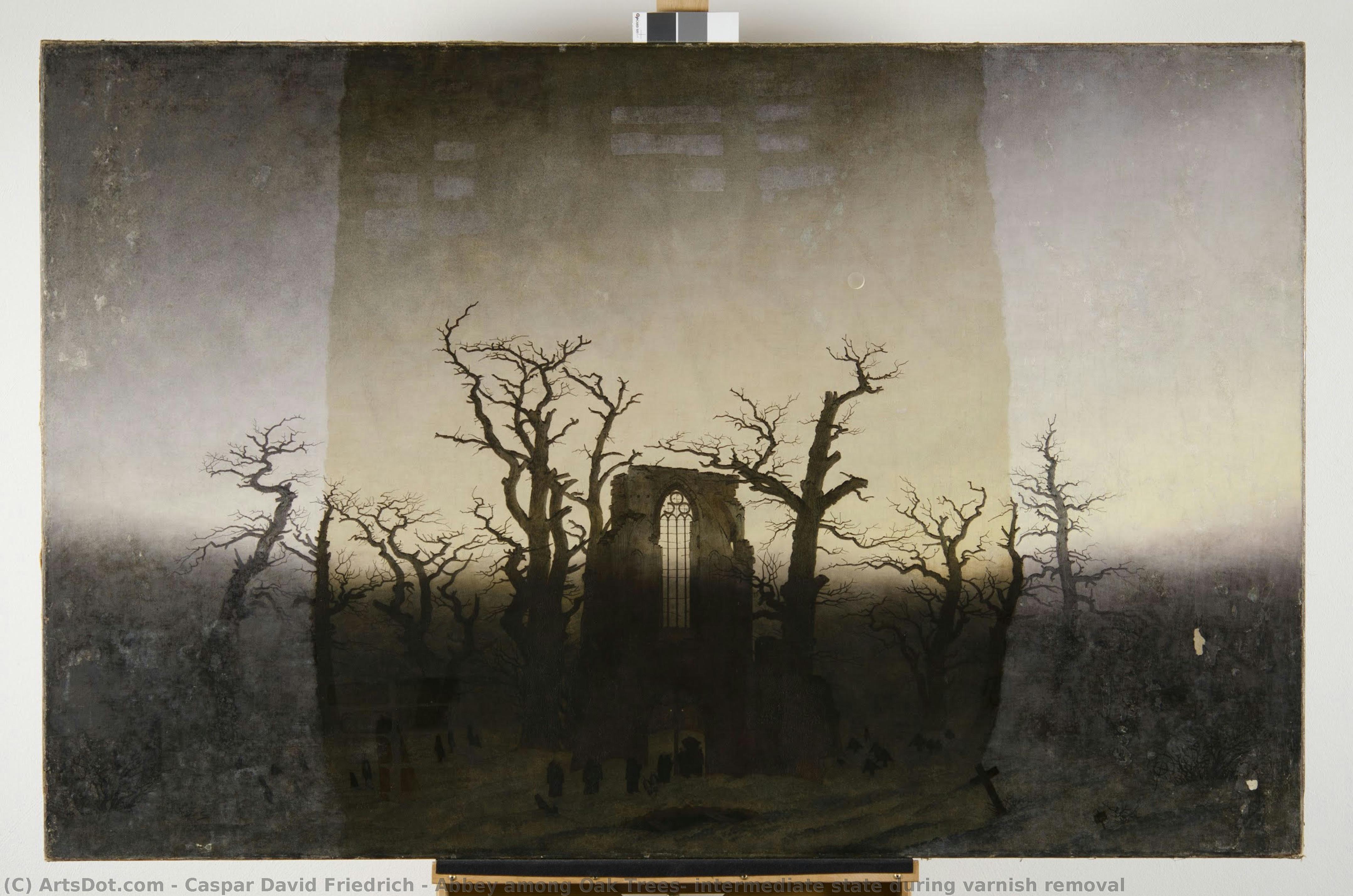 Abbey Among Oak Trees, Intermediate State During Varnish Removal — Caspar David Friedrich