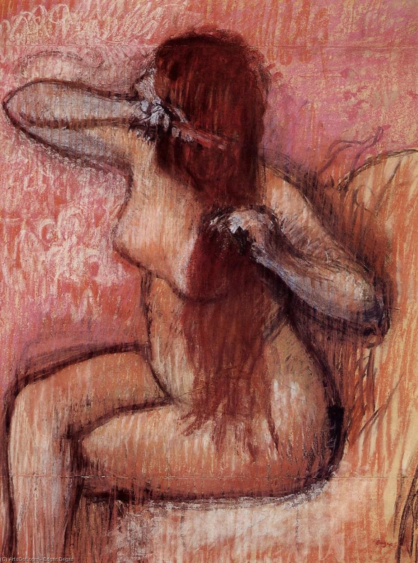 Seated Nude Combing Her Hair — Edgar Degas