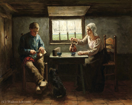 Tea Time In A Peasant Interior — Jacob Simon Hendrik Kever