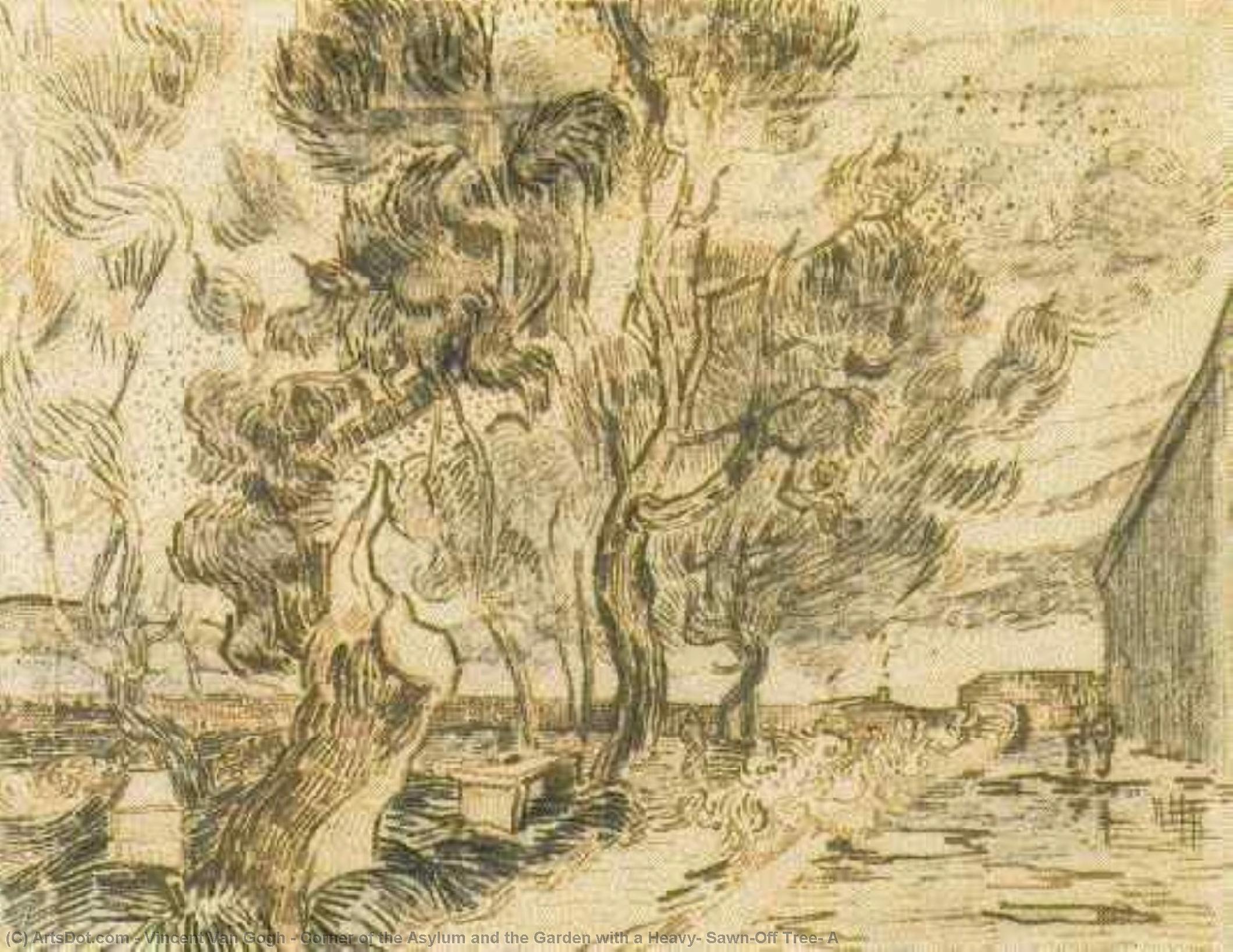 Corner Of The Asylum And The Garden With A Heavy, Sawn-off Tree, A — Vincent Willem Van Gogh