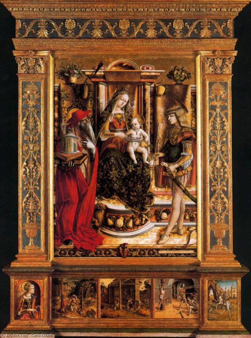 The Virgin And Child With Saint Jerome And Saint Sebastian — Carlo Crivelli