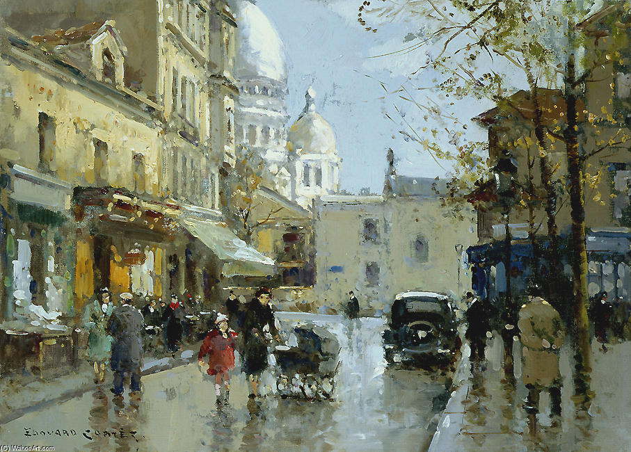 Place From A Knoll Montmartre — Edouard Cortès