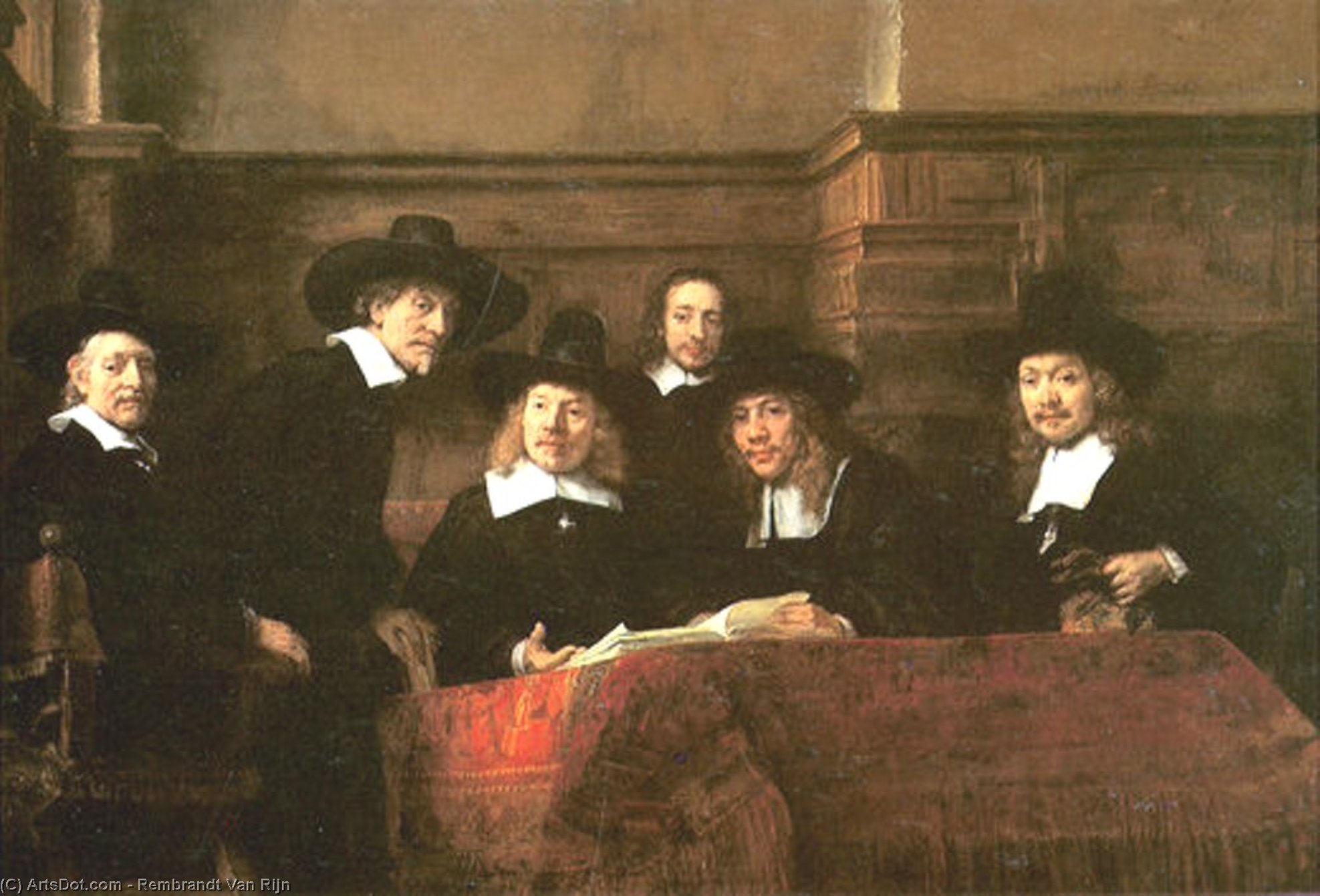 Sampling Officials Of The Guild Of The Drapers — Rembrandt Van Rijn