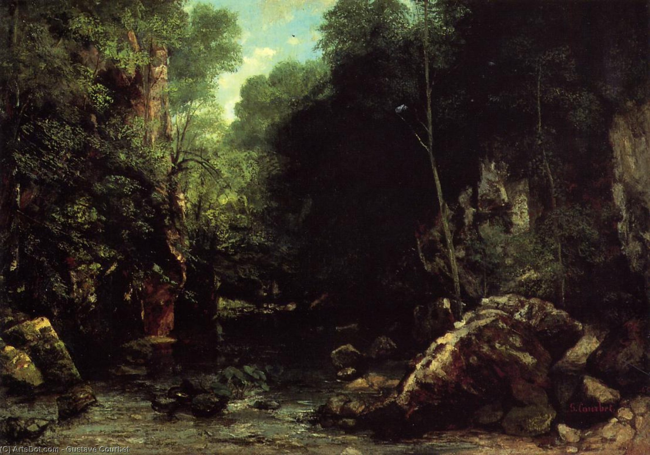 The Shaded Stream (also Known As The Stream Of The Puits Noire) — Gustave Courbet