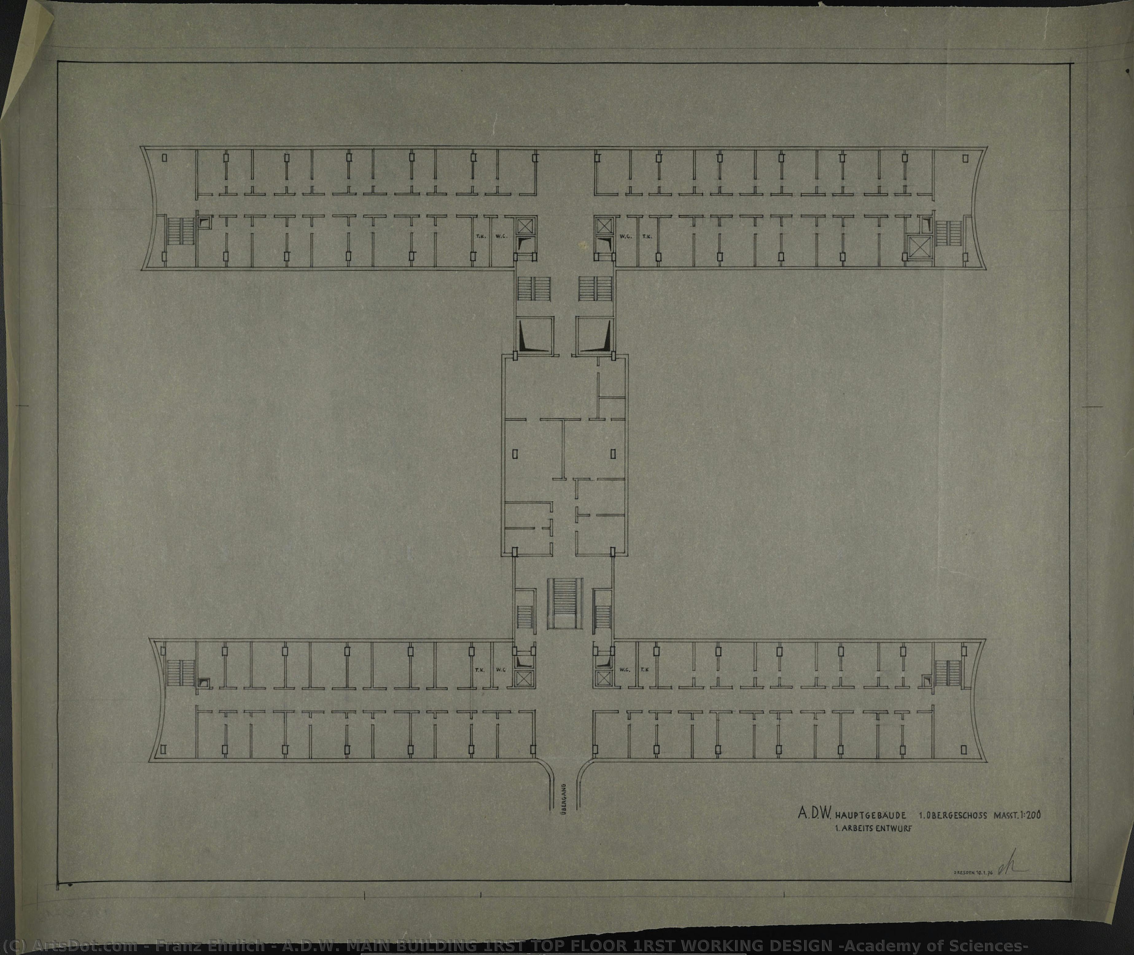 A.d.w. Main Building 1rst Top Floor 1rst Working Design (academy Of Sciences) — Franz Ehrlich