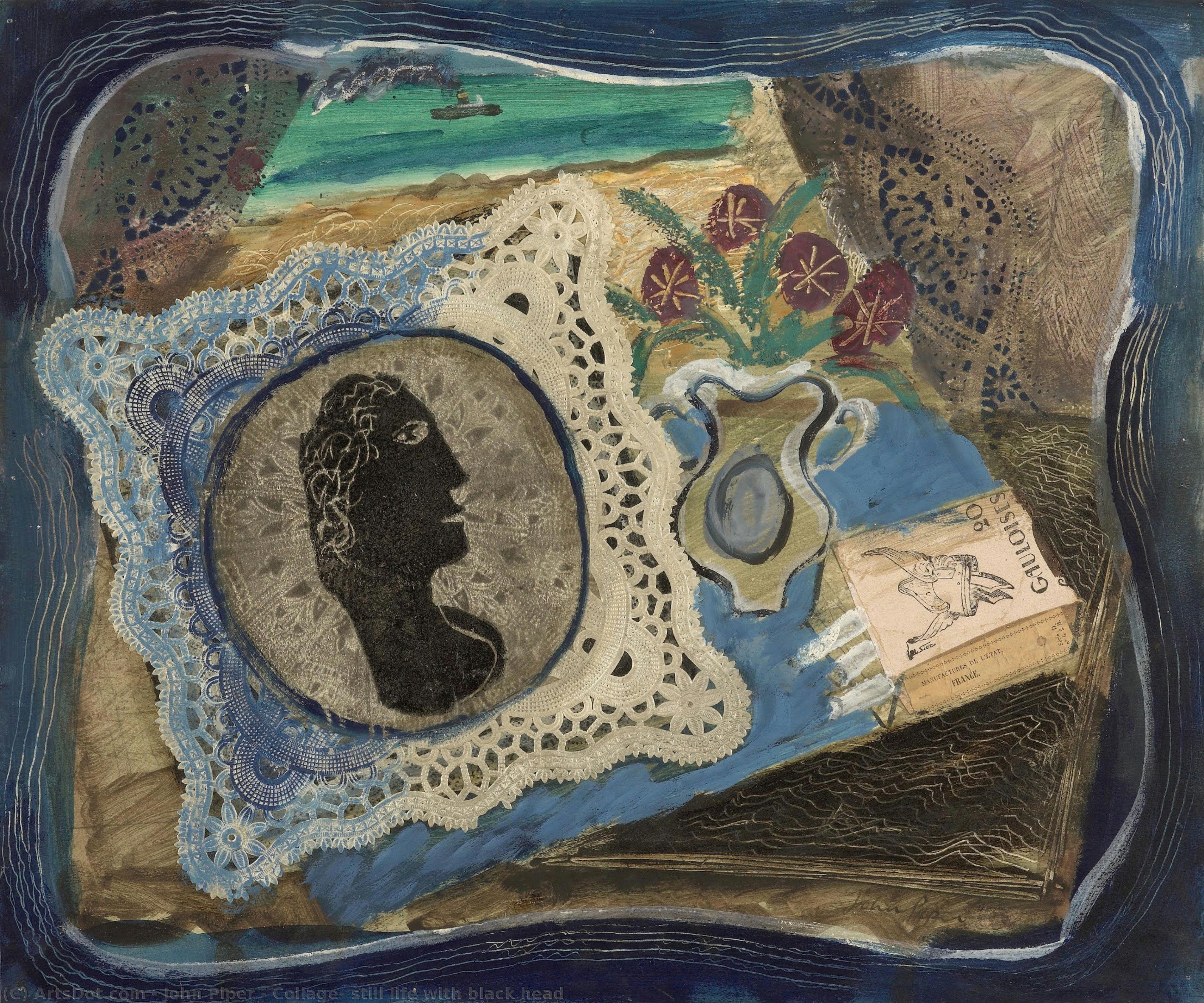 Collage, Still Life With Black Head — John Piper