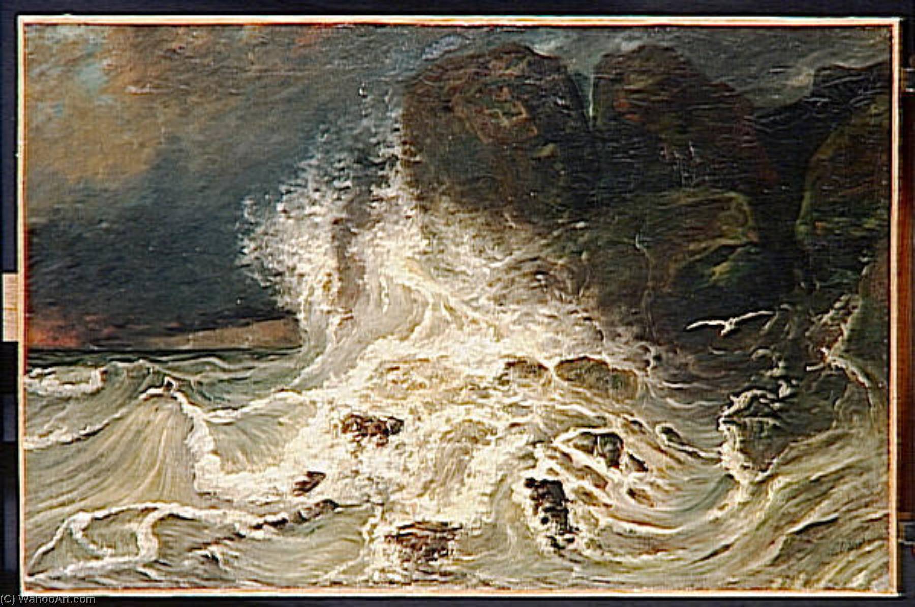 Les Brisants A La Pointe De Granville — Paul Huet