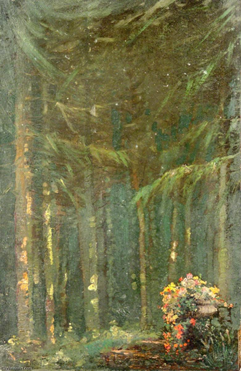 Dark Trees And Floral Urn — Sidney Herbert Sime