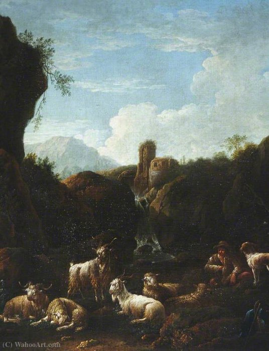 A Goatherd And His Flock — Philipp Peter Roos