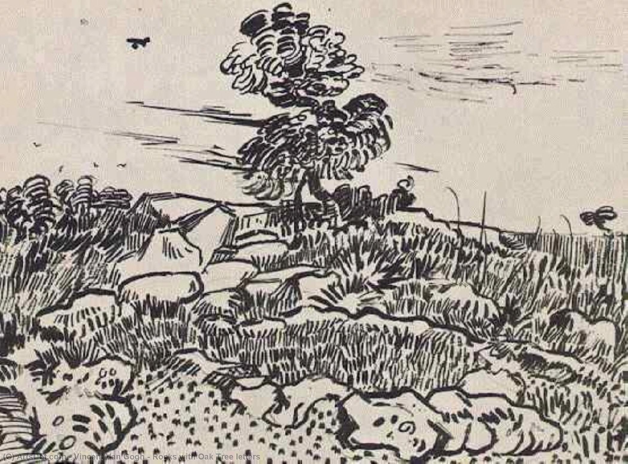 Rocks With Oak Tree Letters — Vincent Willem Van Gogh