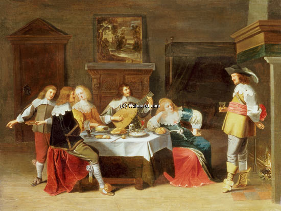 Elegant Company In An Interior — Christoffel Jacobsz Van Der Laemen