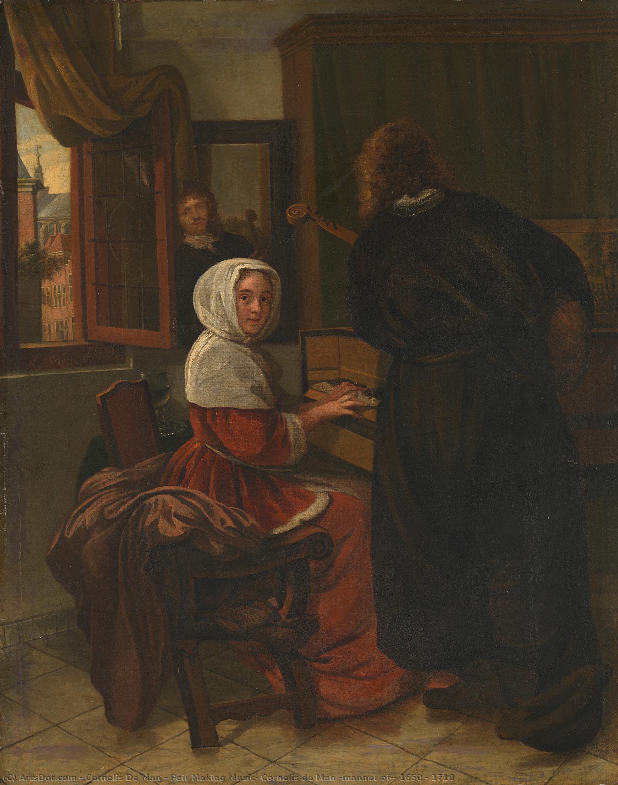 Pair Making Music, Cornelis De Man (manner Of), 1650 - 1710 — Cornelis De Man