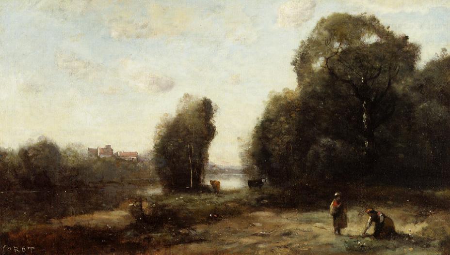 Field By A River — Jean-baptiste-camille Corot