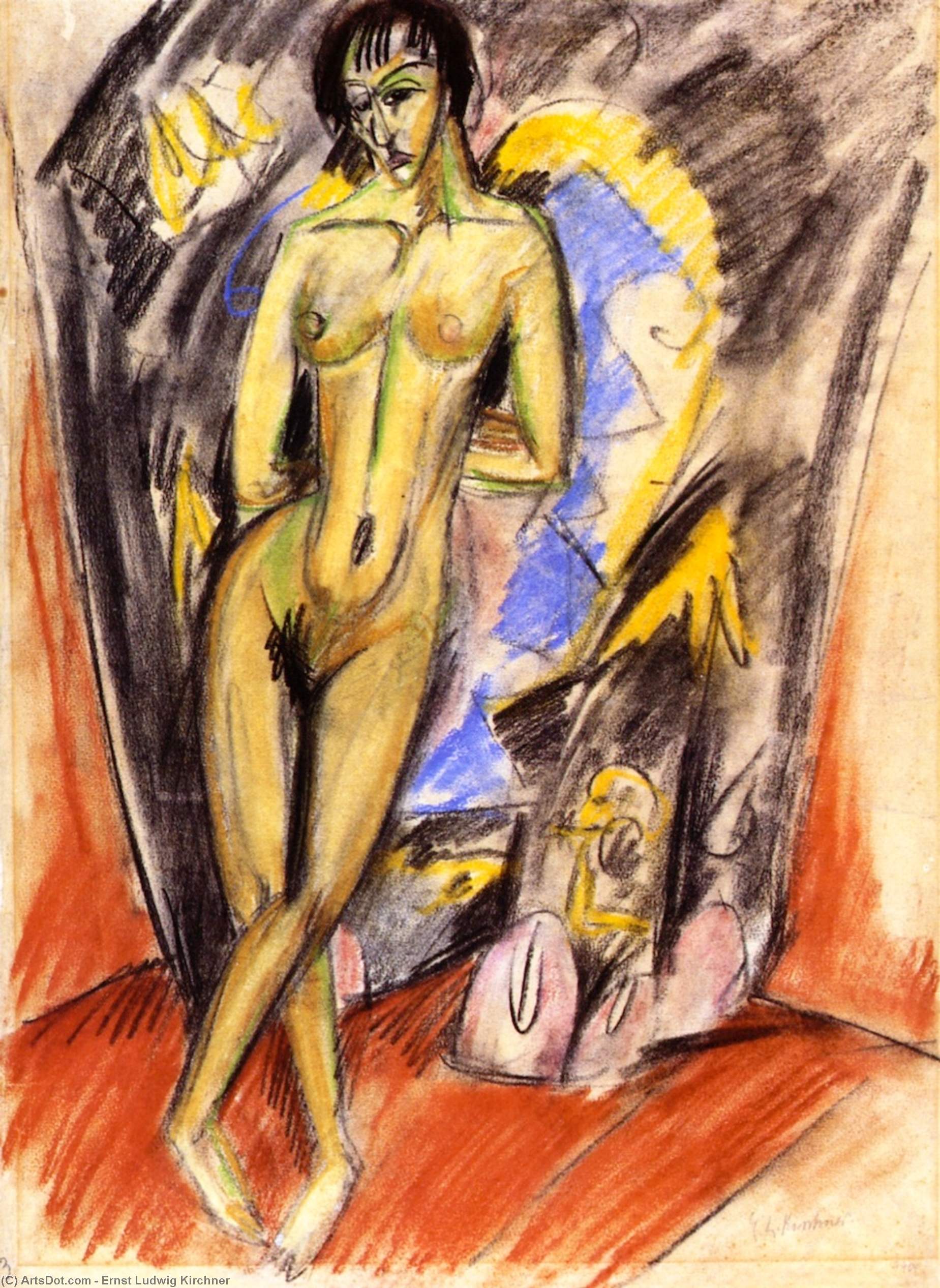 Stehender Akt Vor Dem Zelt — Ernst Ludwig Kirchner