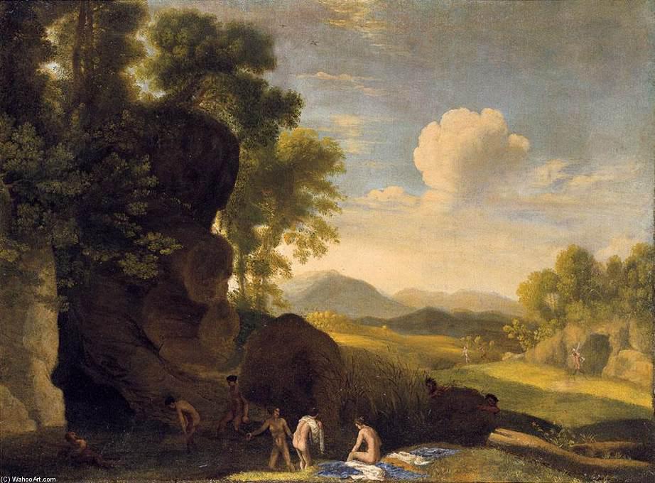 Landscape With Bathing Nymphs — Herman Van Swanevelt