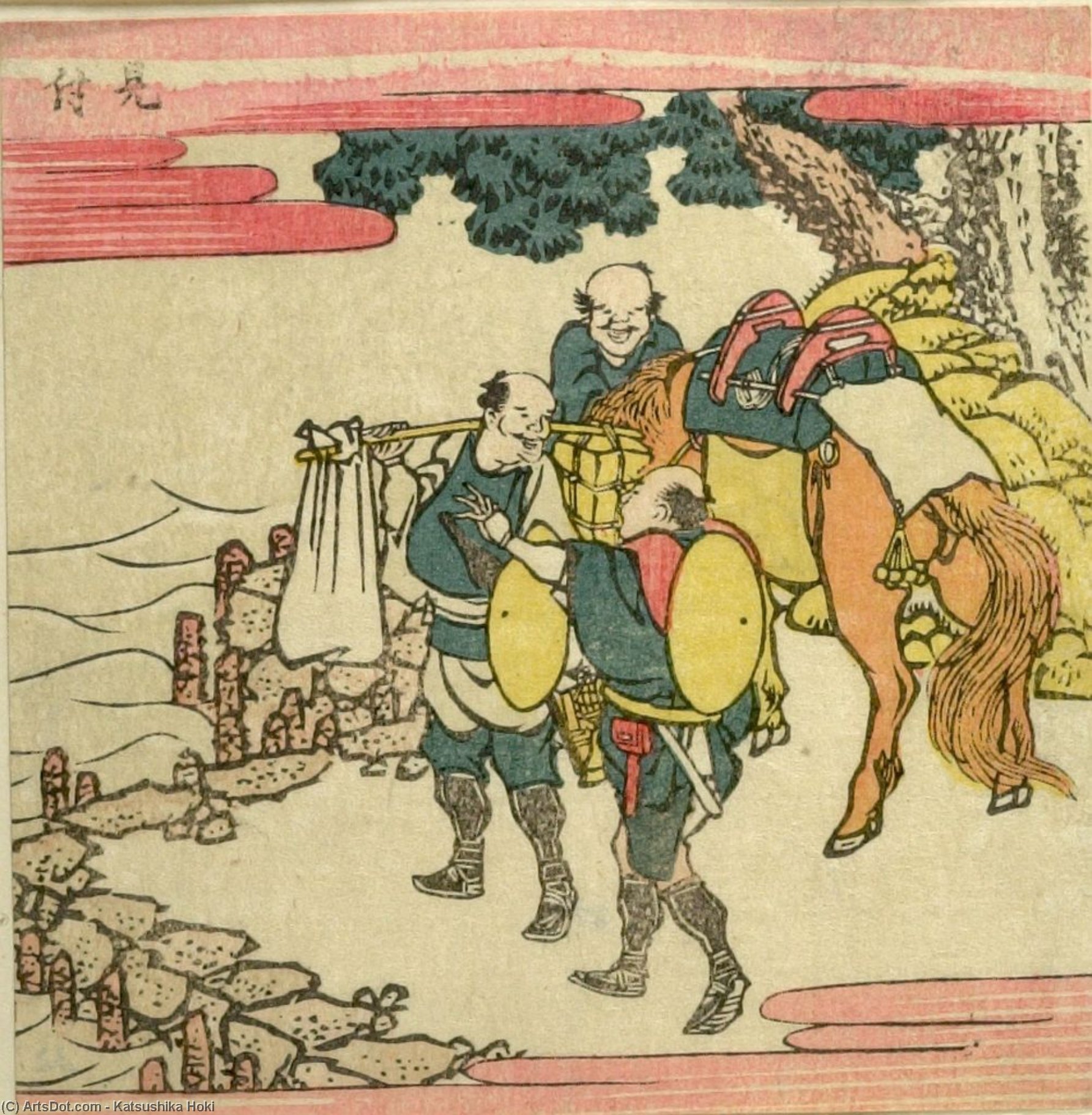 Three Travelers Waiting For Ferry — Katsushika Hokusai