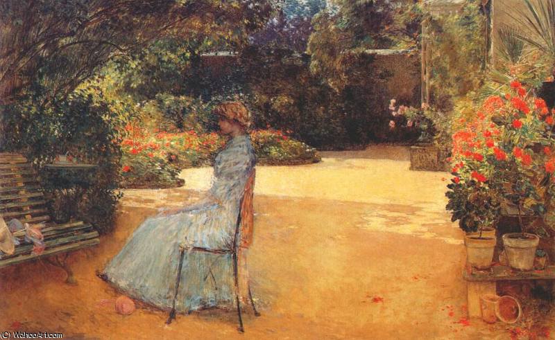 The Artists Wife In A Garden — Frederick Childe Hassam