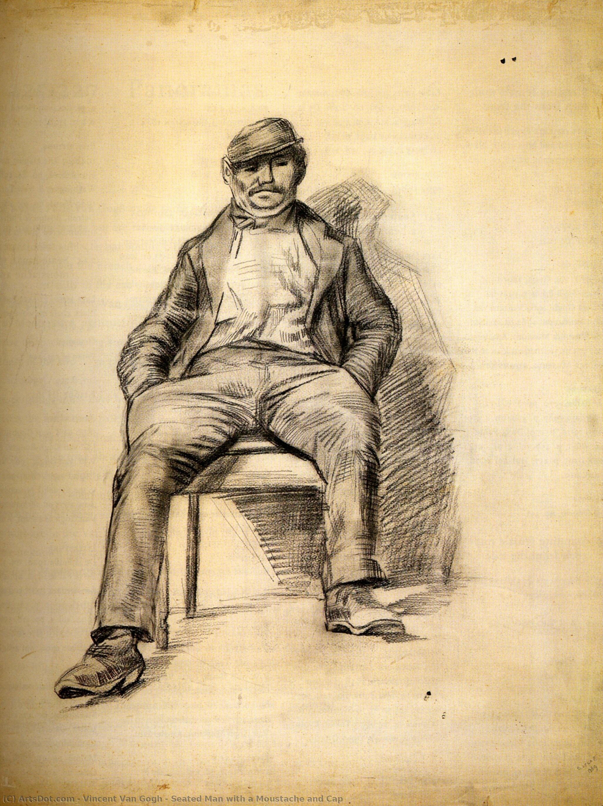 Seated Man With A Moustache And Cap — Vincent Willem Van Gogh
