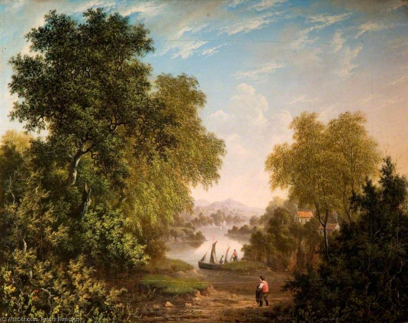 Lake Scene With Boats And Figures — Patrick Nasmyth